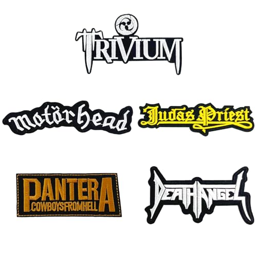 masktore Heavy Metal Patches, 5 Stück Band Patch, Rock and Roll Aufbügler Music Musik Patch Bügelflicken für T-Shirts, Jacken, Jeans, Hüte
