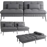 COMHOMA Sofa Schlafsofa mit Schlaffunktion, überzug Futon Klappsofa, Bettcouch, ecksofa, Couch Gästebett, 3-Sitzer Sofa, mit verstellbare Rückenlehne aus Stoff