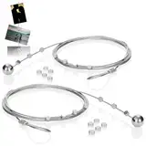 com-four® 2er-Set Fotodrahtseil mit 24 Magneten, Circa 200 cm x 1,2 mm, aus Metall - Fotodraht mit Magneten zum Aufhängen von Fotos (02 Stück)