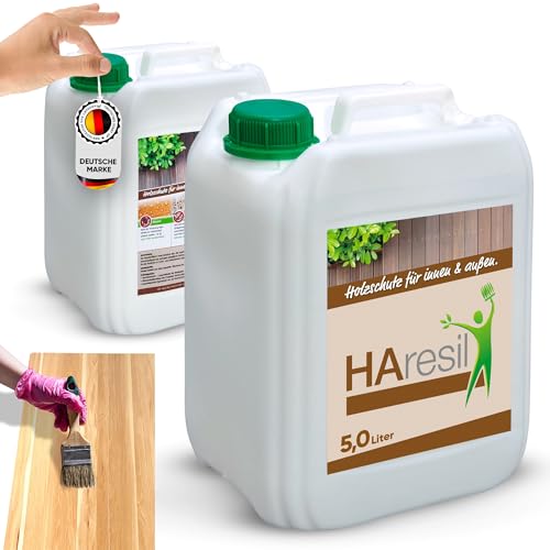 HAresil BASIC Holzschutz 5 Liter - Für den Innen- und Außenbereich - Langlebiger und widerstandsfähiger Holzschutz - Ideal für Möbel, Holzbauten, Terrassen, Zäune und Holzoberflächen - Transparent