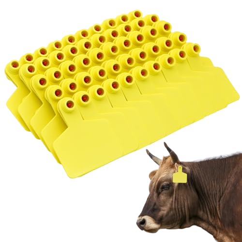 BREUAILY 100PCS Blanko-Ohrmarken für Kuh TPU Rinder Ohrmarken Tier Identifikationskarte für Schafe Ziegen Kühe Rinder Kalb Schweine Farm