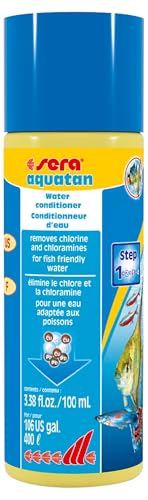 sera aquatan 100 ml | Wasseraufbereiter Aquarium entfernt sofort Chlor & Schwermetalle | Mit Mineralstoffen für fischgerechtes Wasser | pH-Neutrale & Hautschutzkolloide | Für 400 Liter Aquarienwasser