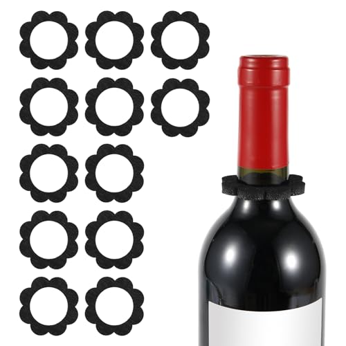 12st Filz Weintropfring, Weintropfhalsband Einweg in Blumenform Kein Verschütten Weinflaschen Tropfstopper Wine Drip Ring Gadgets Weintropf Stoppring Schutz Geschenk für Bar Küchenparty