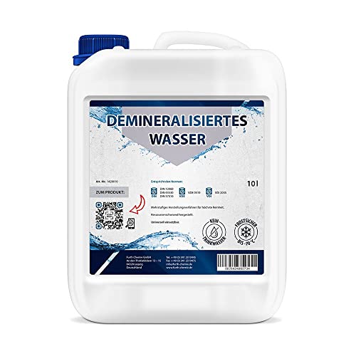 Furth Chemie 20l destilliertes Wasser | demineralisiertes Wasser (VE Wasser): Für Bügeleisen, Aquarium, Reinigung, Kosmetik, Seifenherstellung, Autokühler und Luftbefeuchter