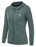 Rdruko Damen Sportjacke Atmungsaktiv SPF 50 Hoodie mit Reißverschlus Trainingsjacke Langarm Sun Shirt Sweatjacke mit Kapuze für Outdoor Sport (Cyan, M)