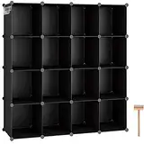 C&AHOME Würfelförmiges Aufbewahrungsregal, 16-Würfel-Regaleinheiten für den Schrank, DIY-Modulregal aus Kunststoff, Bücherregal, Aufbewahrungswürfel, 48,4" L x 12,4" B x 48,4" H, Schwarz, SUM3016H