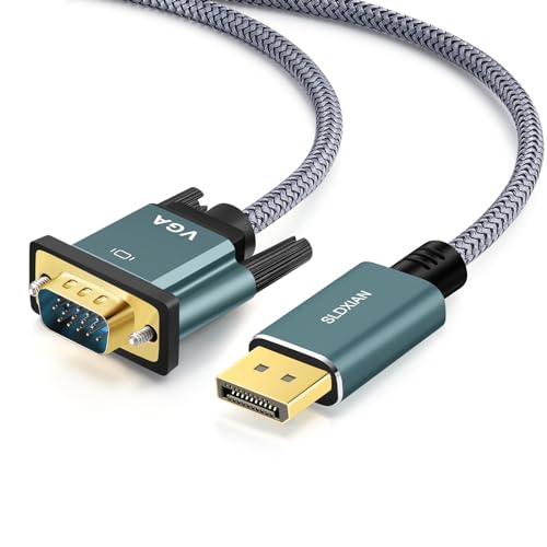 SLDXIAN DisplayPort auf VGA Kabel, Vergoldet DP zu VGA Kabel 1080P, DP Stecker zu VGA Stecker Kabel für Laptop, PC, Desktop, Monitor, Projektor (1M)