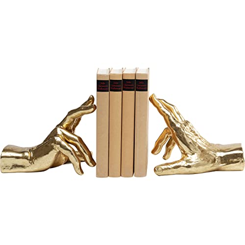 Kare Design Buchstütze Holding Fingers (2/Set), Gold, Deko Objekt, Buchhalter, zwei Hände, 21x14x16 cm (H/B/T)