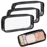3 x transparente Federmäppchen, wasserdicht, PVC, Kosmetiktasche mit großem Fassungsvermögen, transparente Make-up-Tasche mit Reißverschluss, vielseitige Aufbewahrung für Schreibwaren