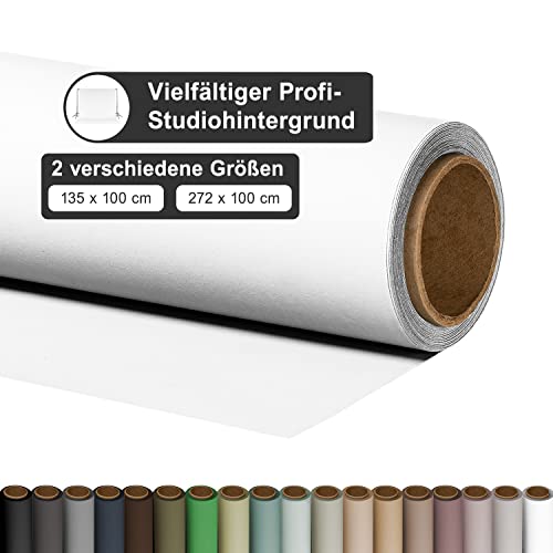 Walimex pro Fotohintergrund Weiß aus Karton 2,72x10m I Fotohintergrund Rolle für den professionellen Fotostudio Einsatz I Ideal für Produktfotografie I reflexfrei, strapazierfähig & zum Rollen