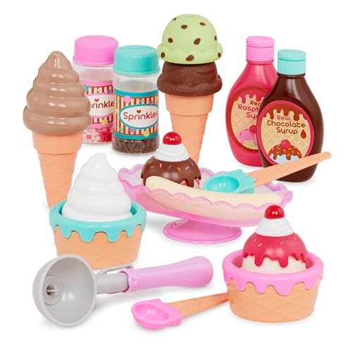 PLAY Circle – Sweet Treats Eisdiele – Eiscreme Spielzeug mit Eiskugeln, Eisbecher, Waffeln, Soße, Streusel, Eisportionierer für Kinder ab 3 Jahren (21 Teile)