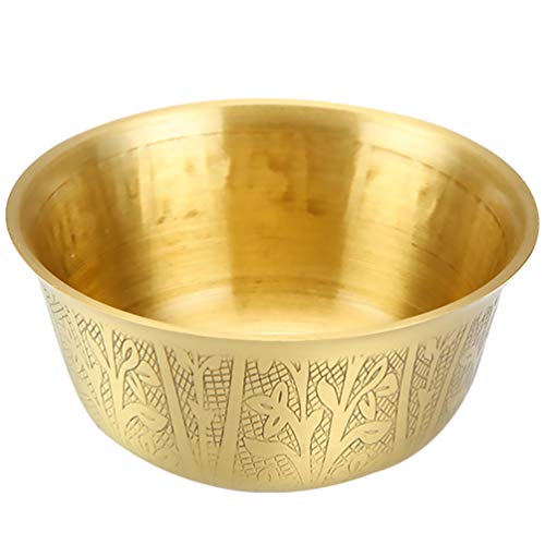 BESPORTBLE Angebot Schalen Kupfer Messing Tibetischen Buddhistischen Reis Schüssel Anbetung Gott Opfersauce Gericht Servierschale für Altar Yoga Meditation Verschmieren Dekor Golden