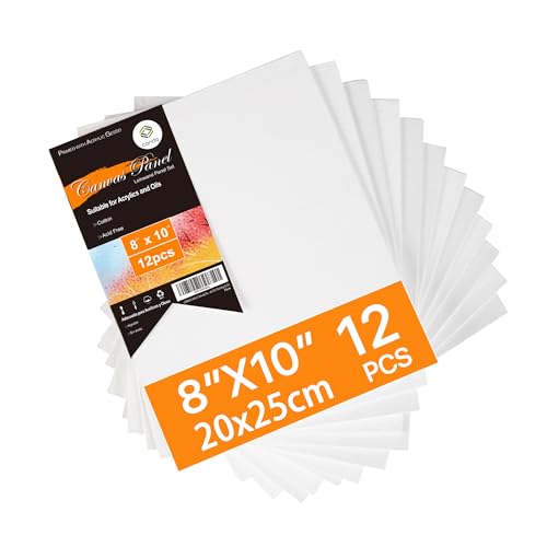 Conda 12 Stücke Leinwand zum Bemalen Aus 100% Baumwolle 20 x 25cm Leinwand Canvas Vorgespannte Weiße Künstler Panel für Acryl und Öl Malerei Sowie zum Skizzieren