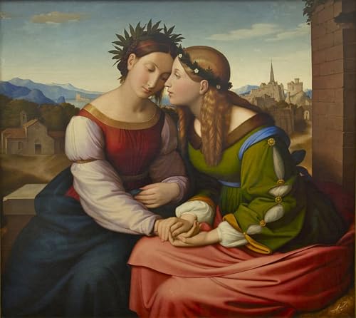 SERENDIPITP Kunstdruck Leinwand Wandkunst Bild Druck Kunst Gemälde Italia und Germania Sulamith und Maria von Johann Friedrich Overbeck Leinwand Wandkunst Poster für Wanddekoration 60x90cm