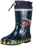 Playshoes Jungen Feuerwehr aus Naturkautschuk, mit Reflektor Gummistiefel, Marine, 30/31 EU