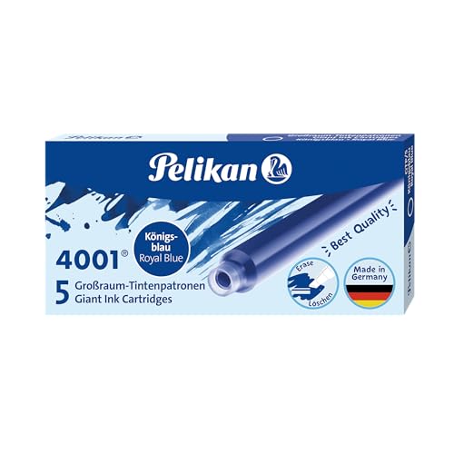 Pelikan 310748 Großraum-Tintenpatrone 4001, königsblau, 5 Patronen in Faltschachtel