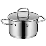 WMF Inspiration Kochtopf klein 16cm, Glasdeckel, Fleischtopf Induktion 1,9l, Cromargan Edelstahl poliert, unbeschichtet