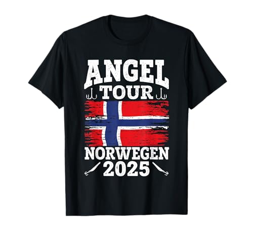 Angel Tour Norwegen 2025 Angelteam Norway Flagge Angler T-Shirt