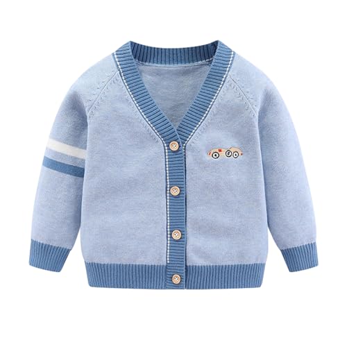 Fnaobai Kleinkind Baby Jungen Strickjacke kleine Jungen V-Ausschnitt Baumwolle Pullover Kinder Lange Ärmel Jacke Stricken Knopf Up für Herbst Winter