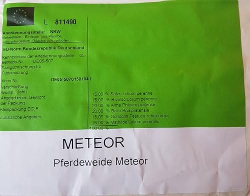 Meteor Pferdeweide 2 kg ausreichend für 500 m² Neuanlage auch zur Nachsaat geeignet - Profisaatgut für Koppel, Weide, Pferde, Wiese, Grassamen, Kräuter