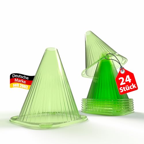 BigDean Pflanzenhut 24 Stück Pflanzhilfe Pflanzglocke grün Frostschutz Pflanzenschutz vor Schnecken Vögeln Schädlinge Sonnenschutz Sonnenhut Pflanzhut