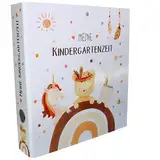 OLGS Meine Kindergartenzeit Boho Ordner für Kinder, Kita Erinnerungsordner, Kindergartenordner Tiere, Sammelordner, Kindergarten, Ringordner DIN A4 - Regenbogen Einhorn, Löwe, Hase