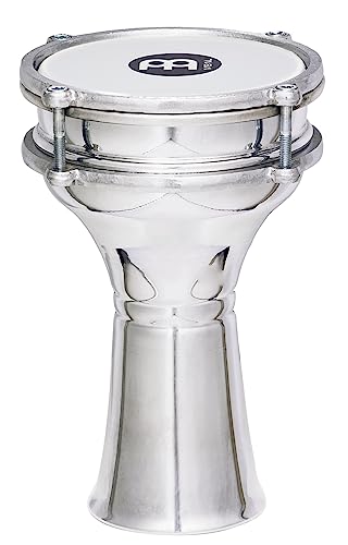 Meinl Percussion HE-100 Aluminium Darbuka mit Kunststofffell (glatt), 13,54 cm (5,33 Zoll) Durchmesser, silber