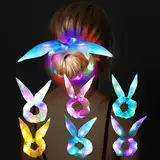 URAQT Leuchtende Haargummis, 6PCS Hasen Ohren Party Accessoires, Leuchtende Haarbänder Neon Haargummi, Haargummis Damen Mädchen Haarschmuck Festival Accessoires für Weihnachten, Geburtstag, Neujahr