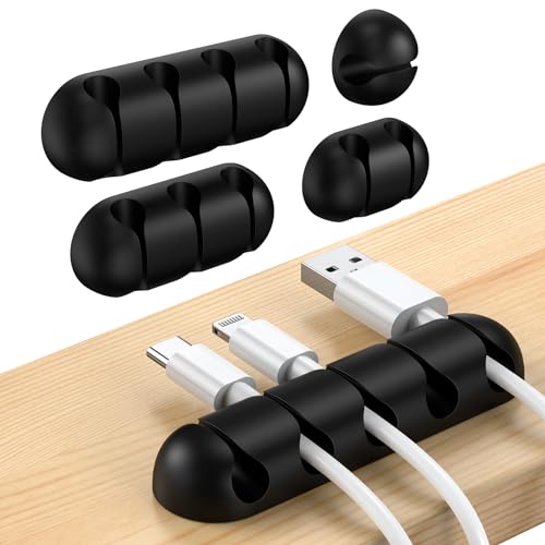 UNBREAKcable Kabelhalter Clips, 5er-Pack Kabel-Organizer Schreibtisch, Silikon Verstellbarer Kabel-Clip, Klebende Kabelmanagement für Ladekabel USB Mauskabel PC Auto Büro Zuhause Nachttisch Wand