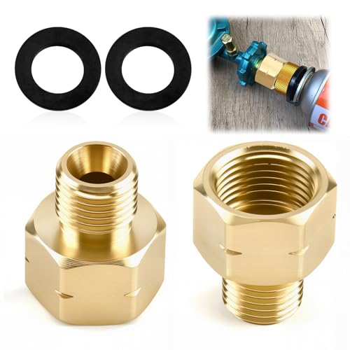 2 Stück Gasflaschen Adapter AG1/4'' IKS bis IG3/8'' IKS - Messing LPG Gas Adapter für Gasleitung, Wohnmobil, Camping, Gastherme, Gaskocher, Campingkocher