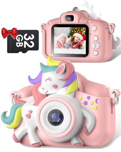 Kinderkamera, Gofunly Kinder Kamera 1080P 2,0-Zoll-Bildschirm Kamera Kinder mit 32GB-Karte Selfie Digitalkamera Kinder Fotoapparat Kinder für 3-12 Jahre Jungen und Mädchen Weihnachten Spielzeug