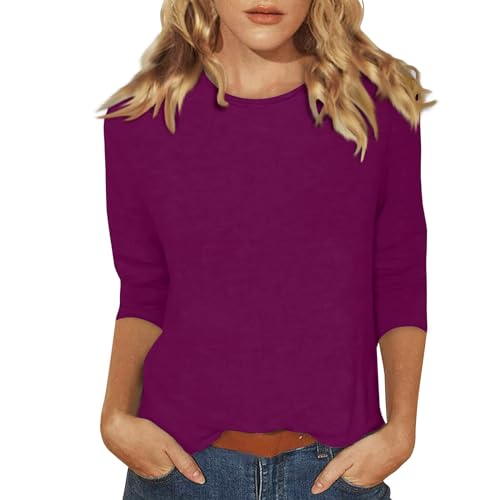 Shirt Damen Damen Langarmshirt Baumwolle Langarmshirt Damen Elegant T-Shirt Damen Langarm Damen Langarmshirt Basic Shirt Damen Langarm Shirtbluse Damen Langarm Tshirt Damen Lila 2XL