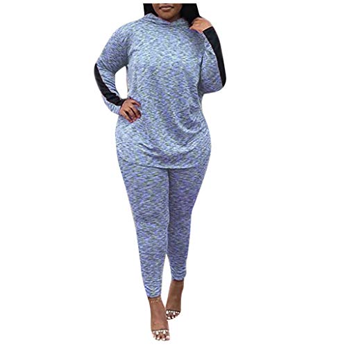 Generisch Freizeit Langes Ärmeln Oberteil Frauen Hosen Lässige Zweiteilige Lose Lange Feste Anzüge Damen Kleidung Hosenanzug Outdoor Jogging Sets Casual Baggy Hausanzug Lang Hose Sportanzug (Grau, S)