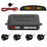 Tkoofn KFZ Summer Einparkhilfe Rückfahrhilfe 4 hinten Sensoren Hinter mit LED Farb Display Auto Parken Sensor System Pieper Radar Kit Hinter - Schwarz