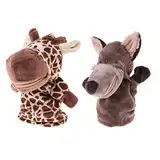 Sharplace 2 Stück Handpuppen Tierhandpuppen für Kinder Plüschtiere Erzählen Geschichte, Unterrichten, im Vorschulalter und als Geburtstagsgeschenk, Rollenspiel, Wolf Handpuppe + Giraffe Handpuppe