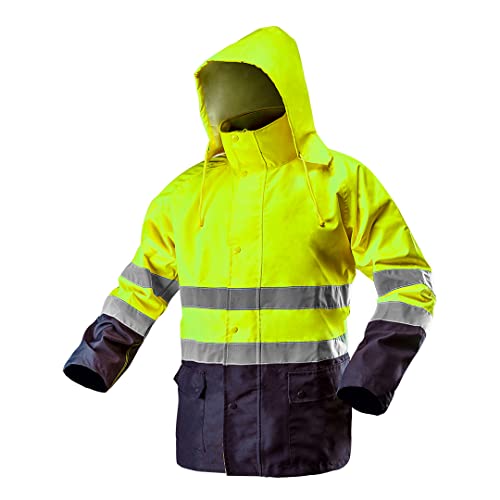 Neo Tools Warnschutzjacke mit Reflektionsstreifen EN ISO 20471 Warnjacke orange Neon gelb Arbeitsjacke Warnschutz Sicherheitsjacke M Neongelb