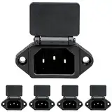 Greluma 5 Stück C14 Steckeradapter Schalttafeleinbau, AC 250V 10A 3 polig IEC Eingangsmodul Steckdose mit Abdeckung