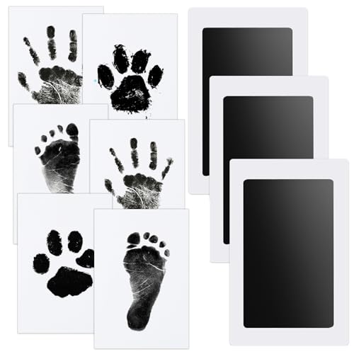 3 pcs Fußabdruck Baby Nabance Handabdruck Baby Clean Touch Pfotenabdruck set Hund Baby Fussabdruck Set Fußabdrücke Baby kommt nicht mit Farbe in Berührung für Baby Shower Familie Geschenk 0-6 Monate