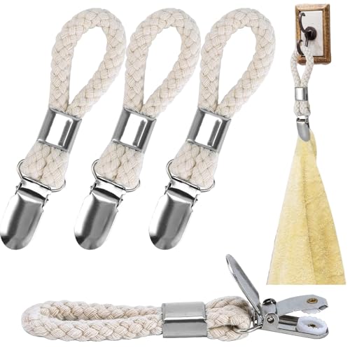 Aufhänger für Handtücher,4 Stück Handtuch Clips zum Aufhängen,Handtuchclips mit Schlaufen,Handtuchklammern,Handtuch Aufhänger,Metall Geschirrtuchhalter für Küche,Badezimmer,Zuhause,Schränke und Mehr