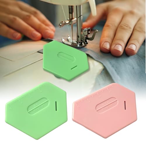 IGXX 2 Stück Magnetische Nahtführung für Nähmaschine,Nahtführung für Nähmaschine mit Skala,Universalbefestigung Nähzubehör,Polygonale Starke Magnetische Lehre(Grün+Pink)