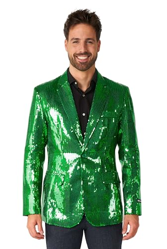 Suitmeister Grüner Blazer für Herren - Weihnachten, Silvesterparty, St. Patrick's Day Pailletten Anzugjacke Partykostüm