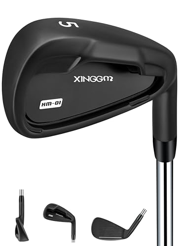 XINGGM XM-01 Einzelne Golf-Eisen oder Golf-Eisen Set – Premium Herren Golfschlägereisen mit Stahlschaft für Rechtshänder Golfer Stiff Flex (#5 Iron Single)