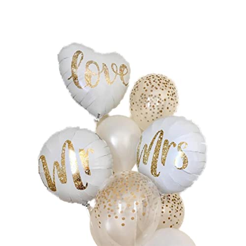 Mr Mrs Luftballon | Ballon Set Hochzeit | Herzballon Deko Standesamt | heiraten Dekoration | Braut | Bräutigam | weiße Ballons | Hochzeitsballons | Heliumballon | Latexballon | Folienballon