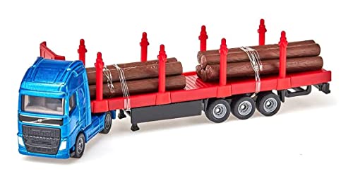 siku 1659, Holz-Transport-LKW, 1:87, Metall/Kunststoff, Blau/Rot, Inkl. Baumstämmen