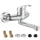 Yolispa Wasserhahn Wandmontage Edelstahl Küche Wand Küchenarmatur 360° Drehbare Wandarmatur mit schwenkbarem Auslauf Kalt und Heiß Einhebelmischer Küchenarmatur Wandmontage