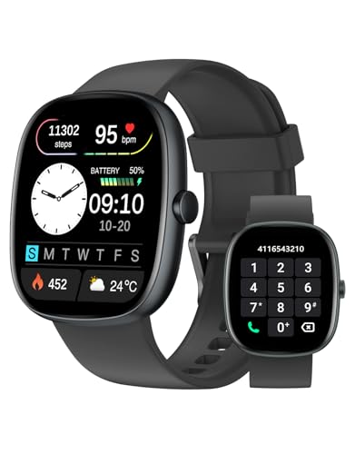 HUAKUA Smartwatch Damen Herren mit Telefonfunktion,1,85" Smartwatch mit 100+Sportmodi Fitnessuhr mit Pulsuhr Schlafmonitor SpO2 Schrittzähler Fitness Tracker IP68 Wasserdicht für Anforid iOS Handy