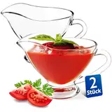 KONZEPT Sauciere aus Glas, 2 er Set, 160 ml, Transparente Soßenkanne mit Henkel, Stabil, Ideal für Dressing, Sahne, Soße, Olivöl