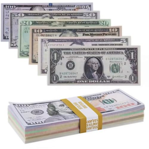 XIKTTK Spielgeld Dollar Scheine 120 Stück, Fake Geld 100 Dollar Scheine, Fake Money, Prop Money, Falschgeld, Fake Dollar Bills, Spielgeld Kinder, 1/5/10/20/50/100 Dollar