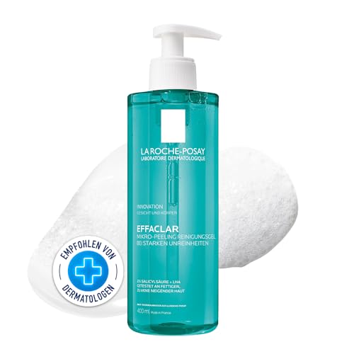La Roche Posay Mikro-Peeling Reinigungsgel, Für Gesicht und Körper, Für unreine, fettige Haut, Sanft exfolierend, Mit LHA, Salicylsäure, Glycerin und Zink, 400 ml