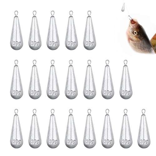 Riisoyu 20 Stück Birnenblei Angeln Set, Angelgewichte, Drop Shot Gewichte Grundblei Casting Sinker Blei Angelzubehör Tropfenform Angelgewichte Tiefwasser & Meeres Angeln Outdoor Fischerei Tackle